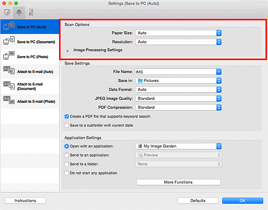figure: Settings dialog
